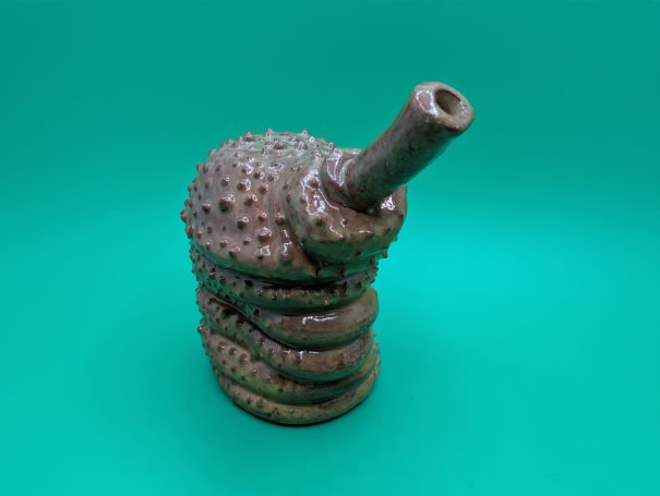 Ceramic Sculpture - a rough shelled creature with proboscis  