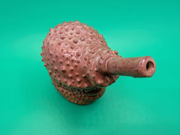 Ceramic Sculpture - a rough shelled creature with proboscis  