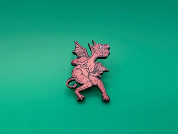 Cheeky wee marginalia inspired devil - wooden badge
