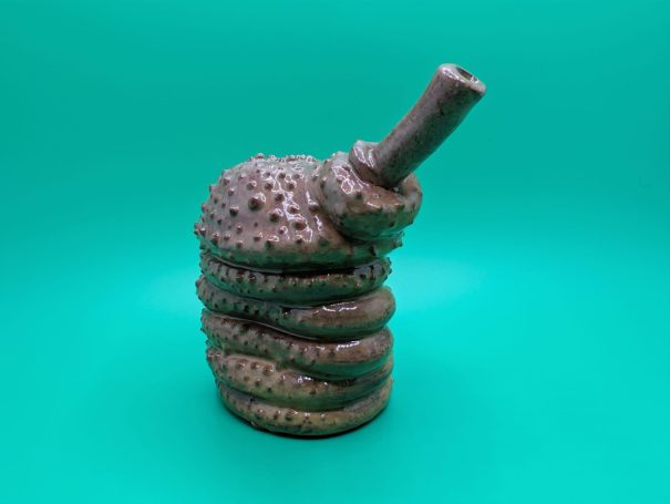 Ceramic Sculpture - a rough shelled creature with proboscis  