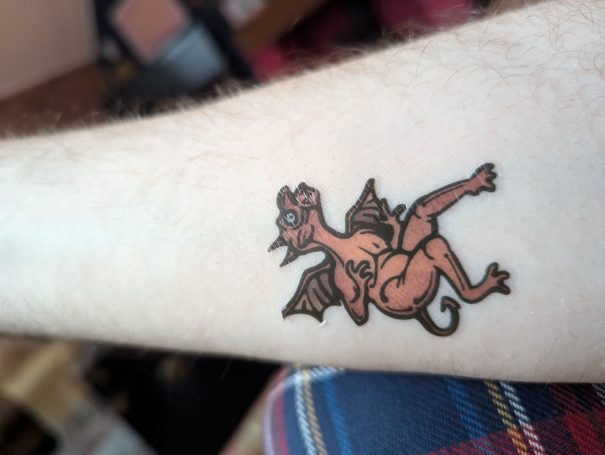 Cheeky wee marginalia inspired devil - Temp Tattoo