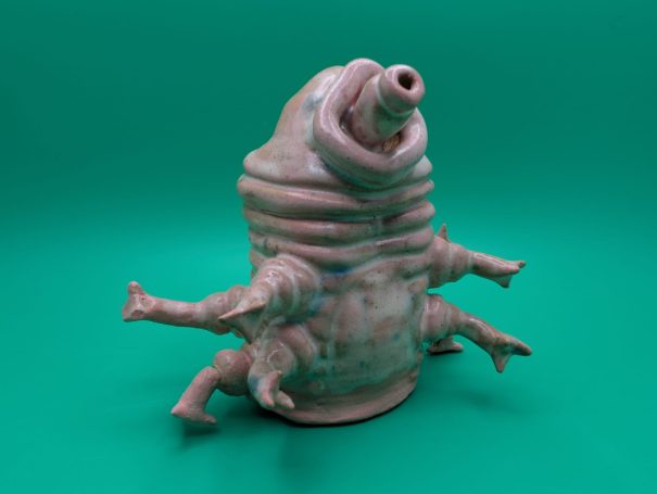 A pink standing tardigrade