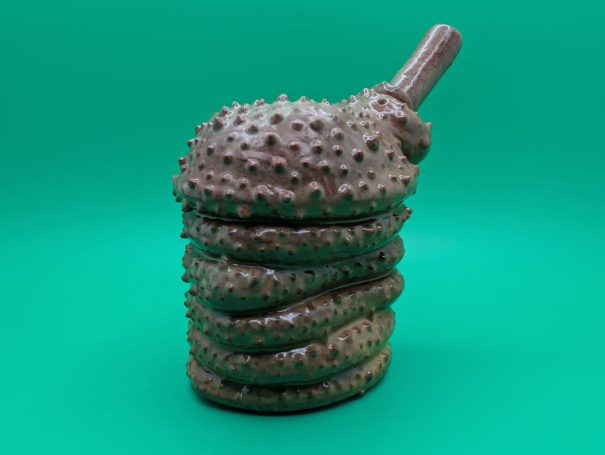 Ceramic Sculpture - a rough shelled creature with proboscis  