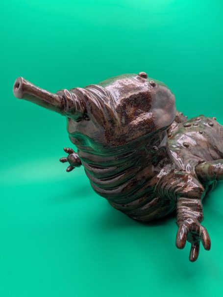 Close up of the face of the creature
